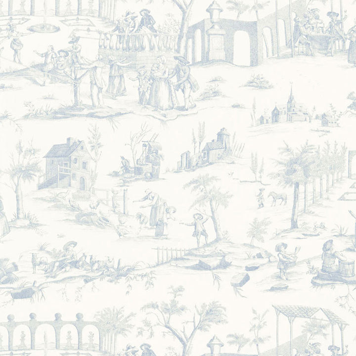 Siena Toile Delft 175170 by Schumacher Designer Fabric PALAZZO LINEN 100% ITALY </p><p>Repeat: Horizontal: 26 1/4" (67CM) and Vertical: 24 1/2" (62CM) 52.5 - Swanky Fabrics -