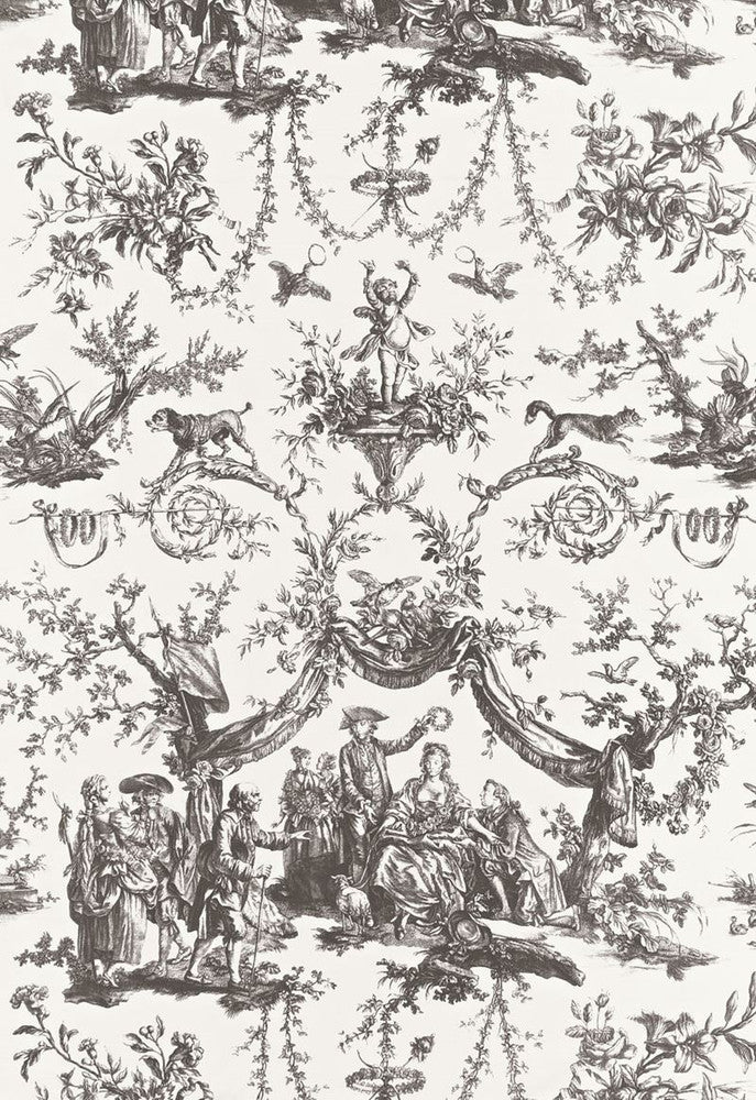 Le Couronnement De La Rosiere Grisaille 175273 by Schumacher Designer Fabric Classic-Prints 100% Cotton - Horizontal: 33 and Vertical: 37.25 66 - Swanky Fabrics -