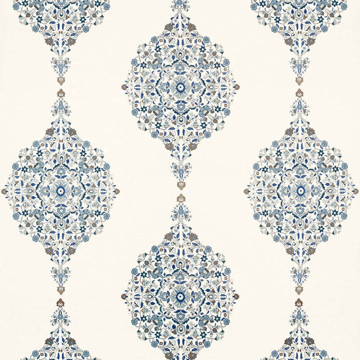 Mehndi Linen Print Indigo 175321 by Schumacher Designer Fabric AU NATUREL 2 COTTON 50% JUTE 50% INDIA </p><p>Repeat: Horizontal: 17 1/2" (44CM) and Vertical: 31" (79CM) 52.5 - Swanky Fabrics -
