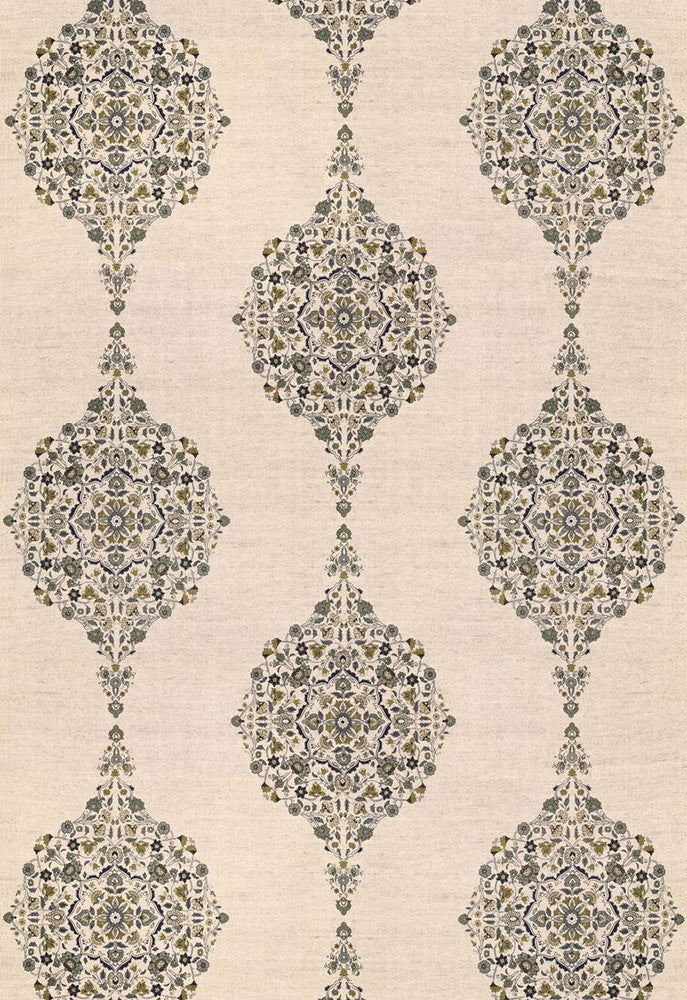 Mehndi Linen Print Smoke 175322 by Schumacher Designer Fabric Au-Naturel 50% Cotton, 50% Jute - Horizontal: 17.5 and Vertical: 31 52.5 - Swanky Fabrics -