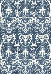 Aurora Damask Indigo 175342 by Schumacher Designer Fabric