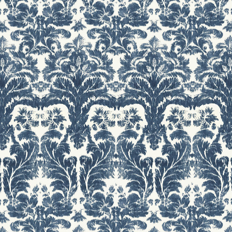 Aurora Damask Indigo 175342 by Schumacher Fabric Schumacher Fabric Aurora Damask Indigo 175342Fabric LINEN 100% ITALY </p><p>Repeat: H: HORZ. 17 3/4" (45CM) , V: VERT. 45 3/4" (116CM) 54 - Fabric Carolina -