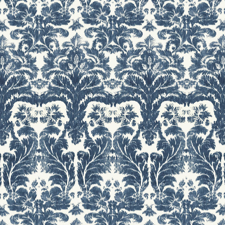 Aurora Damask Indigo 175342 by Schumacher Designer Fabric AU NATUREL 2 LINEN 100% ITALY </p><p>Repeat: Horizontal: 17 3/4" (45CM) and Vertical: 45 3/4" (116CM) 54 - Swanky Fabrics -