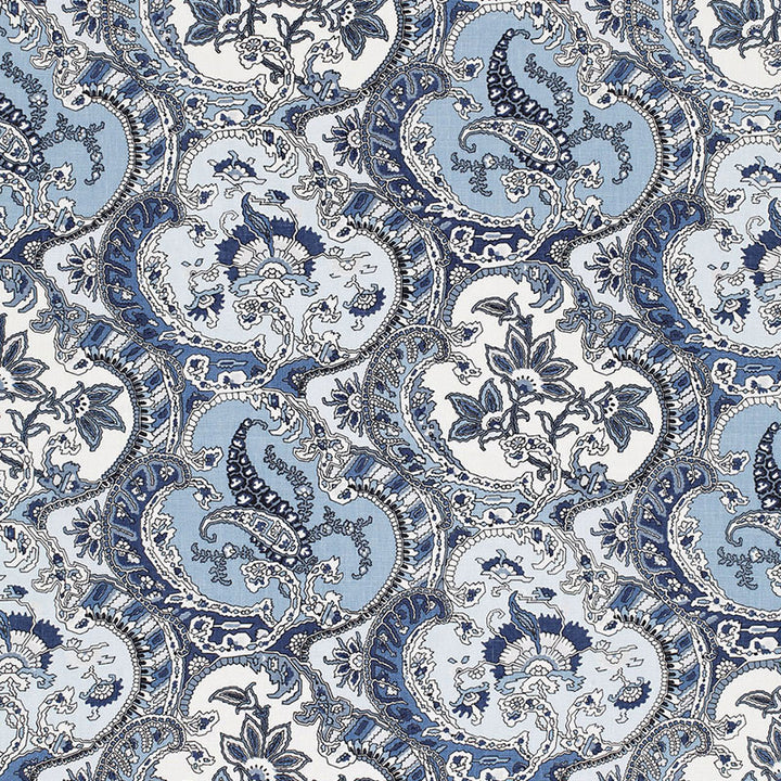 Pickfair Paisley Pacific 175553 by Schumacher Designer Fabric TIMOTHY CORRIGAN See Sample THAILAND - </p><p>Repeat: Horizontal: 8 3/4" (22CM) and Vertical: 26 1/4" (67CM) 52 1/2" WIDE (133CM) - Swanky Fabrics -