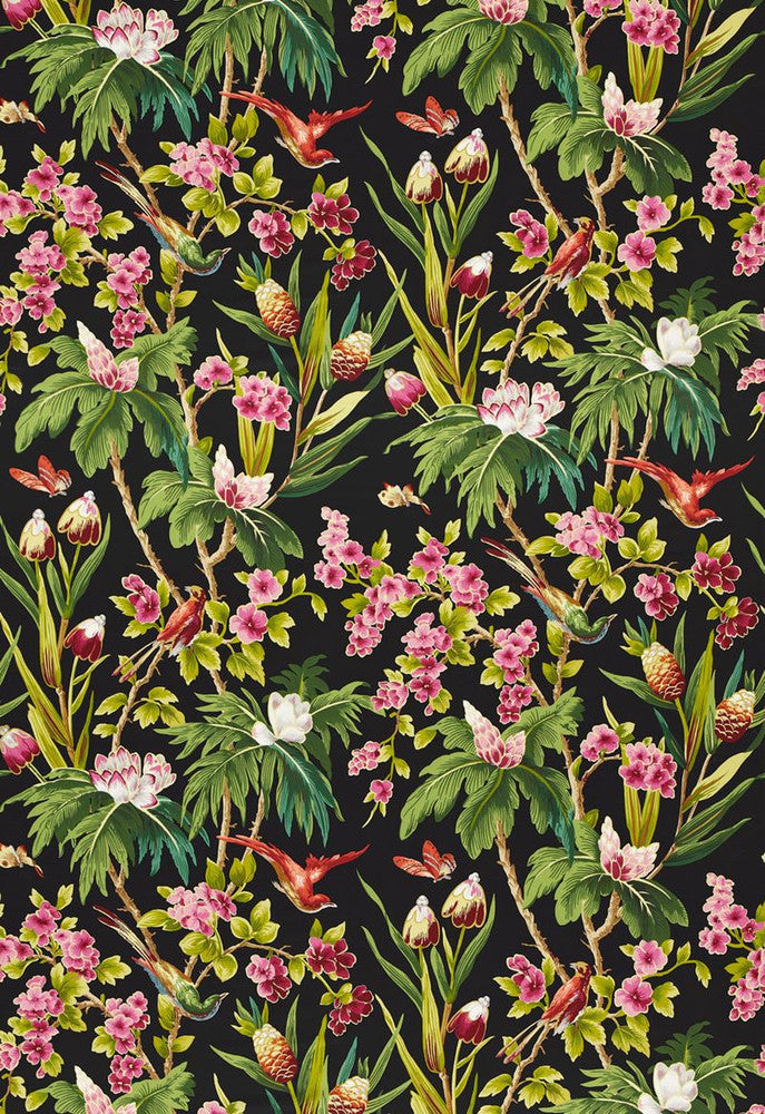Seychelles Noir 175700 by Schumacher Designer Fabric Classic-Prints 100% Cotton - Horizontal: 27 and Vertical: 52.5 54 - Swanky Fabrics -