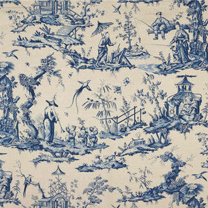 Shengyou Toile Indigo 175800 by Schumacher Designer Fabric