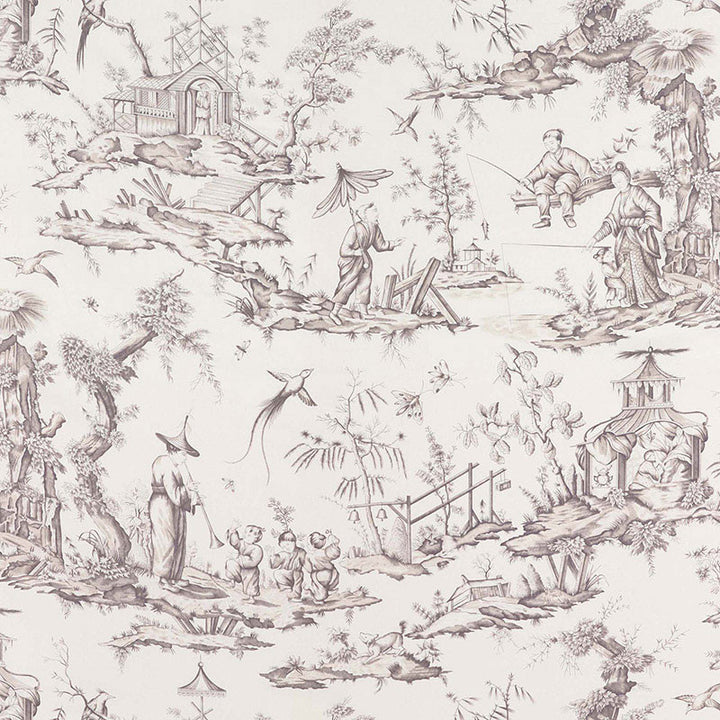Shengyou Toile Driftwood 175802 by Schumacher Designer Fabric SCHUMACHER CLASSICS See Sample FRANCE MEDIUM DUTY </p><p>Repeat: Horizontal: 44" (112CM) and Vertical: 47" (119CM) 44" WIDE (112CM) - Swanky Fabrics -