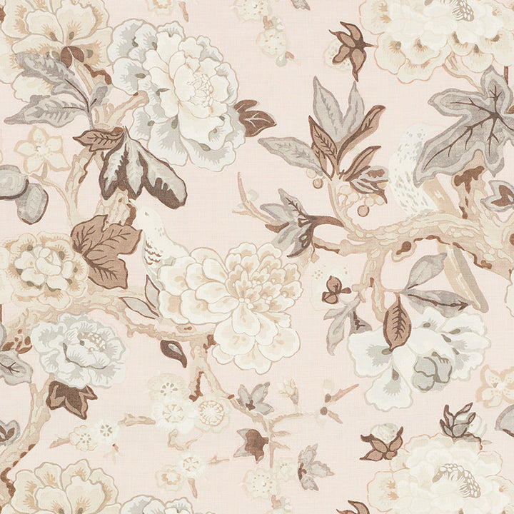 Bermuda Blossoms Blush 175874 by Schumacher Designer Fabric Your-New-Favorites 90% Linen, 10% Nylon Martindale 20,000 Horizontal: 27.125 and Vertical: 25.625 54.25 - Swanky Fabrics -