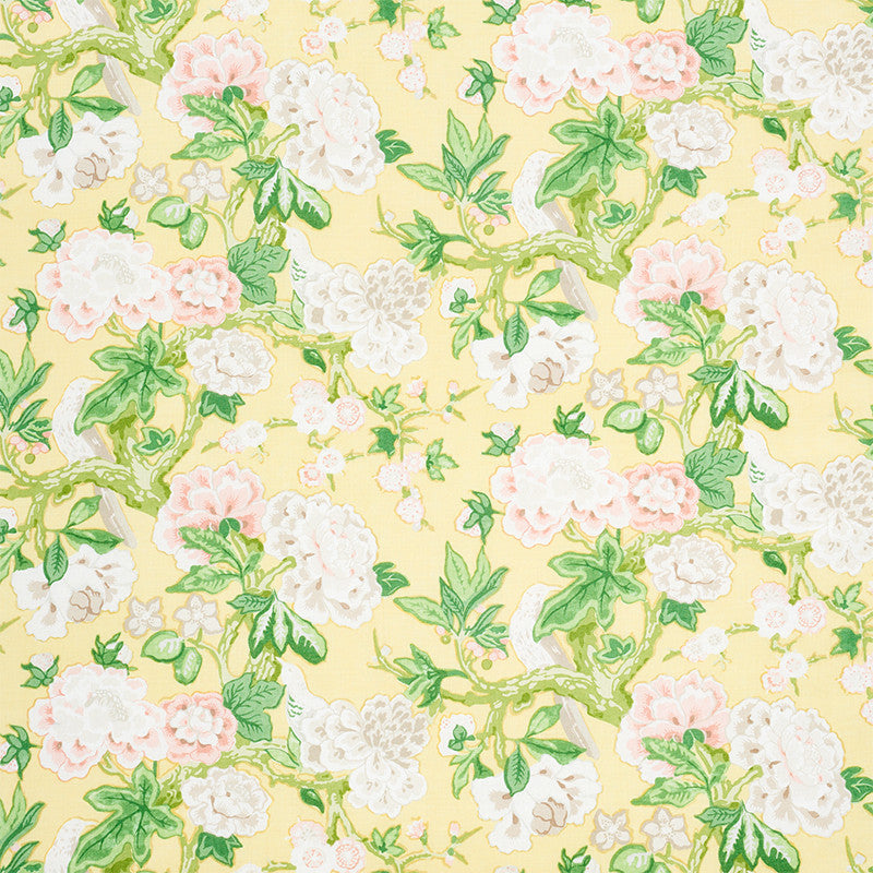 Bermuda Blossoms Yellow 175878 by Schumacher Fabric Schumacher Fabric Bermuda Blossoms Yellow 175878Fabric LINEN 90% UNITED KINGDOM </p><p>Repeat: H: HORZ. 27 1/8" (69CM) , V: VERT. 25 5/8" (65CM) 54.25 - Fabric Carolina -