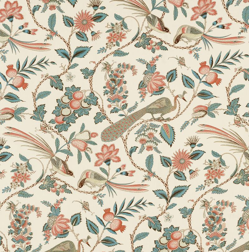 Campagne Peacock & Rouge 175950 by Schumacher Designer Fabric Schumacher-Classics 90% Linen, 10% Nylon Martindale 20,000 Horizontal: 18 and Vertical: 54 55 - Swanky Fabrics -