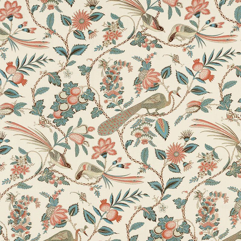 Campagne Peacock & Rouge 175950 by Schumacher Designer Fabric SCHUMACHER CLASSICS See Sample BELGIUM MEDIUM DUTY </p><p>Repeat: Horizontal: 18" (46CM) and Vertical: 54" (137CM) 55" WIDE (140CM) - Swanky Fabrics -