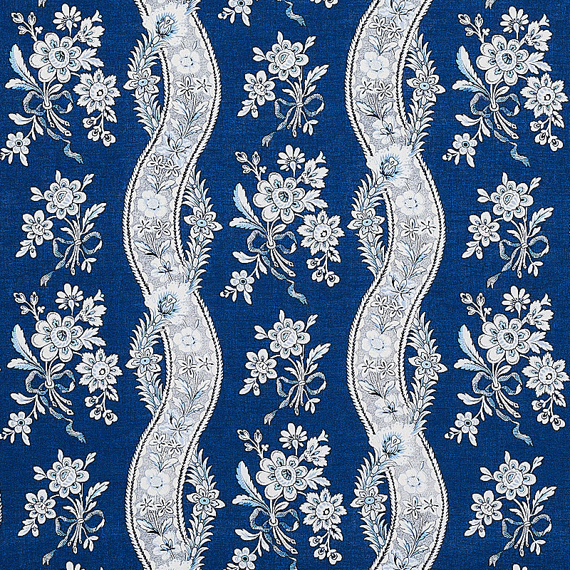 Le Castellet Indigo 175984 by Schumacher Designer Fabric RHAPSODY IN BLUE LINEN 90% NYLON 10% UNITED KINGDOM </p><p>Repeat: Horizontal: 13 1/2" (34CM) and Vertical: 17" (43CM) 54 - Swanky Fabrics -