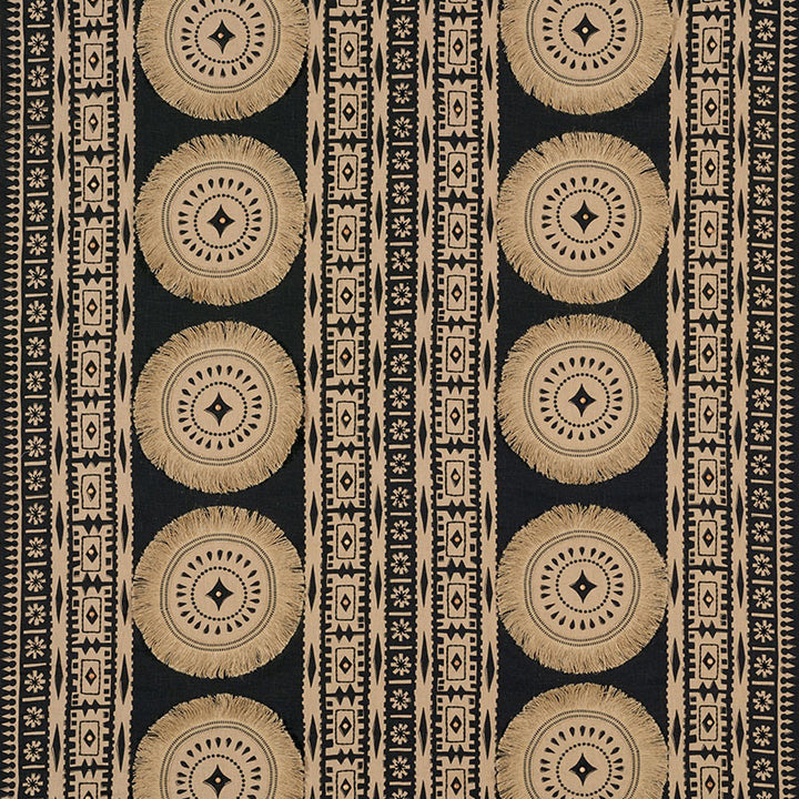 Bora Bora Print Embellished Lava Black 176000 by Schumacher Designer Fabric Mary-McDonald 85% Linen, 8% Wood, 7% Polyester - Horizontal: 52 and Vertical: 24.5 53.375 - Swanky Fabrics -