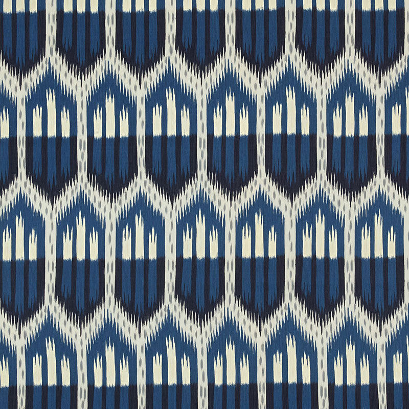 Bukhara Ikat Indigo 176084 by Schumacher Designer Fabric IKAT COLLECTION COTTON 100% ITALY MARTINDALE 12,000 </p><p>Repeat: Horizontal: 13 1/8" (33CM) and Vertical: 27 1/2" (70CM) 53.25 - Swanky Fabrics -