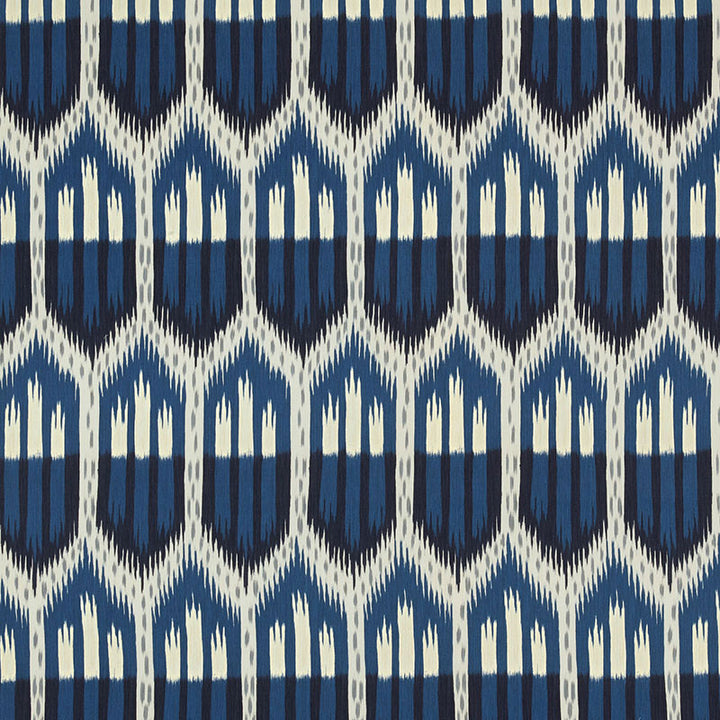 Bukhara Ikat Indigo 176084 by Schumacher Designer Fabric IKAT COLLECTION See Sample ITALY LIGHT DUTY </p><p>Repeat: Horizontal: 13 1/8" (33CM) and Vertical: 27 1/2" (70CM) 53 1/4" (135CM) - Swanky Fabrics -