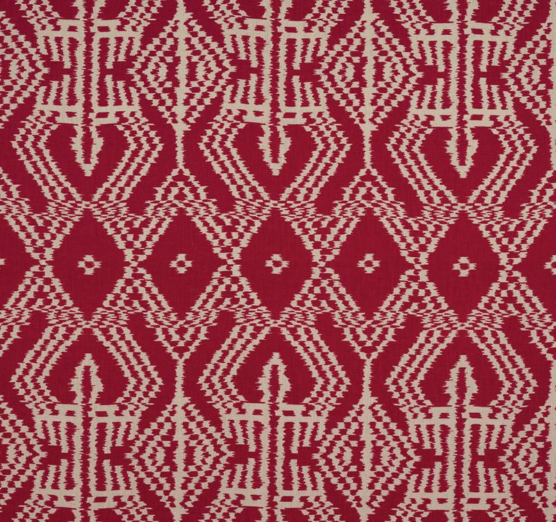 Asaka Ikat Red 176090 by Schumacher Designer Fabric Ikat-Collection 100% Linen Martindale 10,000 Horizontal: 13.375 and Vertical: 28.375 53.5 - Swanky Fabrics -