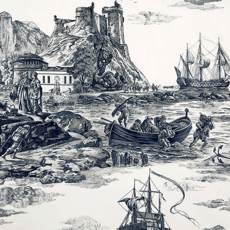 Marine Toile Black 176162 by Schumacher Fabric Schumacher Fabric Marine Toile Black 176162Fabric COTTON 100% SWITZERLAND </p><p>Repeat: H: HORZ. 38" (97CM), V: VERT. 75" (191CM) 53 - Fabric Carolina -