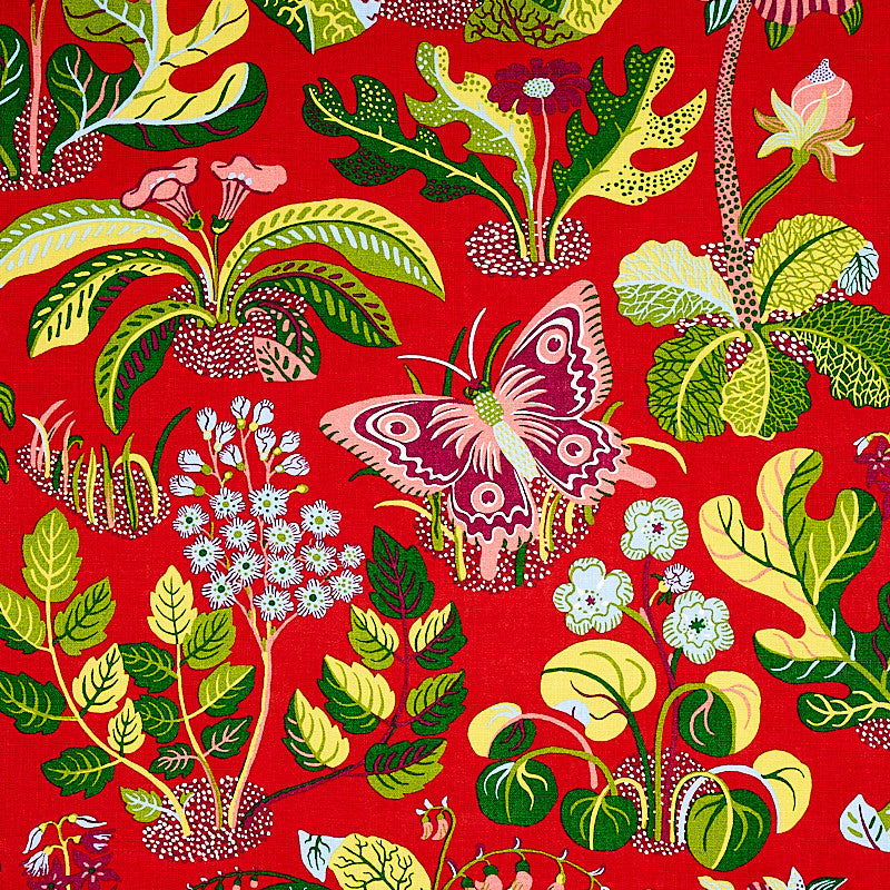 Exotic Butterfly Red 176180 by Schumacher Fabric Schumacher Fabric Exotic Butterfly Red 176180Fabric LINEN 100% UNITED KINGDOM </p><p>Repeat: H: HORZ. 26 1/2" (67CM) , V: VERT. 31" (79CM) 54.5 - Fabric Carolina -