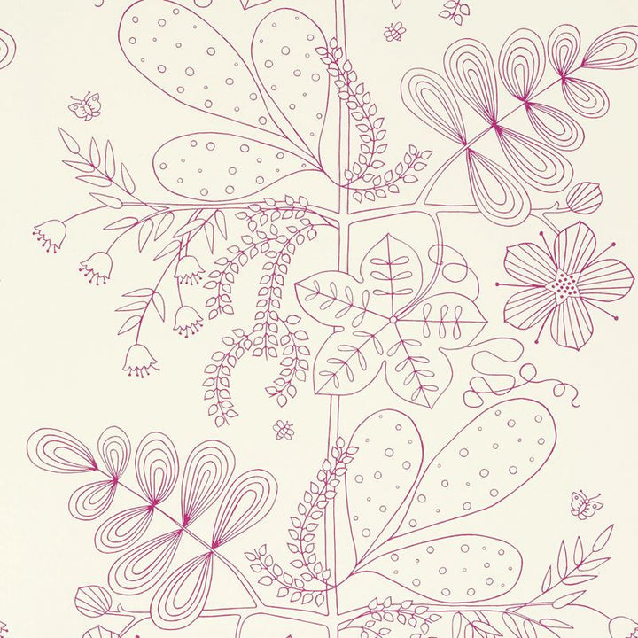 Blommen Print Fuchsia 176202 by Schumacher Designer Fabric Good-Vibrations 100% Cotton Wyzenbeek 15,000 Horizontal: 27.5 and Vertical: 35.25 55 - Swanky Fabrics -