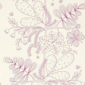 Blommen Print Fuchsia 176202 by Schumacher Designer Fabric