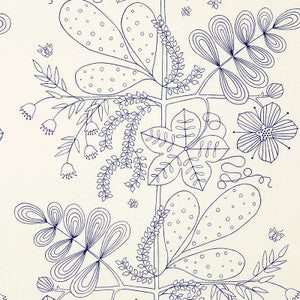 Blommen Print Navy 176203 by Schumacher Designer Fabric