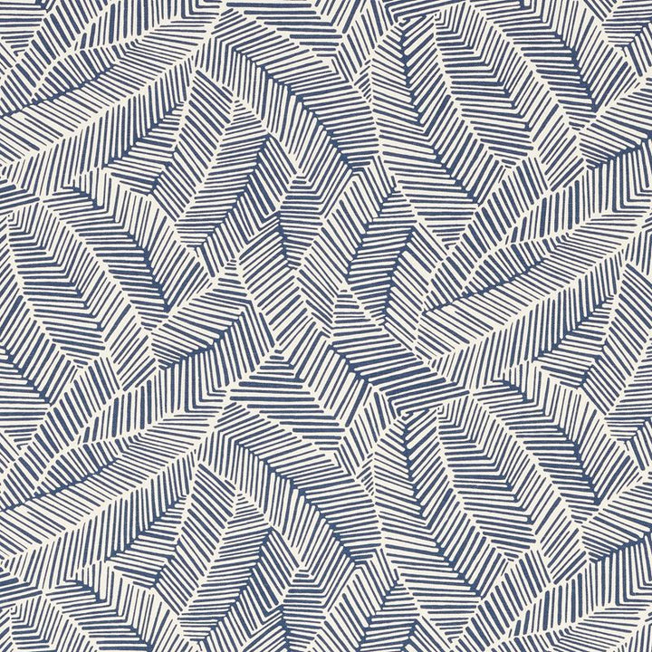 Abstract Leaf Navy 176222 by Schumacher Designer Fabric Good-Vibrations 55% Linen, 45% Cotton Wyzenbeek 15,000 Horizontal: 27 and Vertical: 25 54 - Swanky Fabrics -