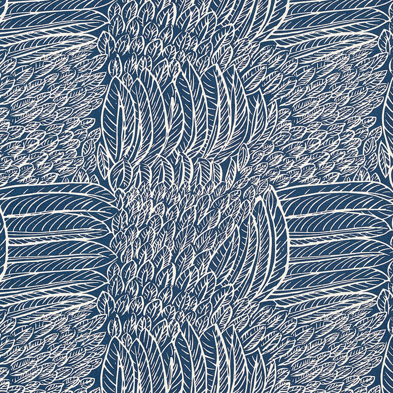 Featherfest Navy 176233 by Schumacher Designer Fabric Good Vibrations LINEN 55% COTTON 45% UNITED STATES OF AMERICA WYZENBEEK 15,000 </p><p>Repeat: Horizontal: 26 3/4" (68CM) and Vertical: 24 3/4" (63CM) 53 - Swanky Fabrics -