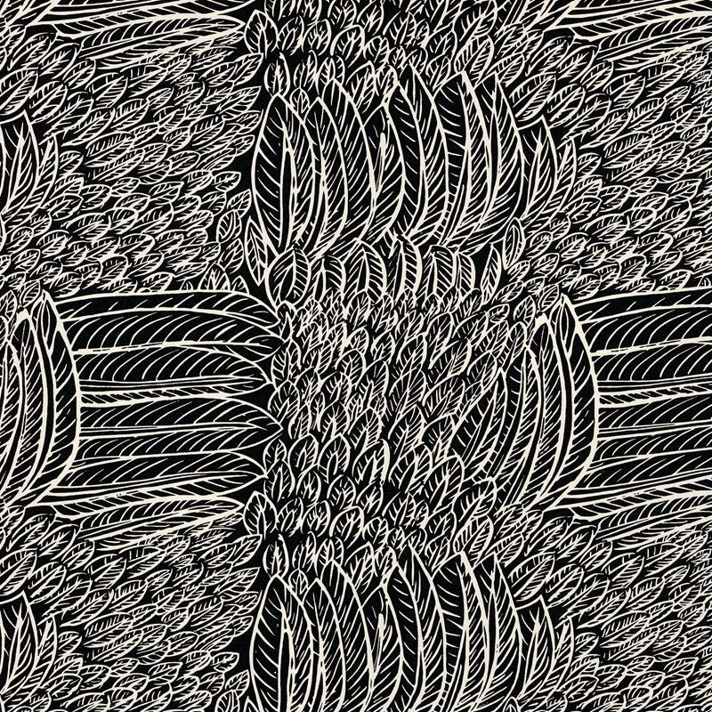 Featherfest Black 176234 by Schumacher Designer Fabric Good-Vibrations 55% Linen, 45% Cotton Wyzenbeek 15,000 Horizontal: 26.75 and Vertical: 24.75 53 - Swanky Fabrics -
