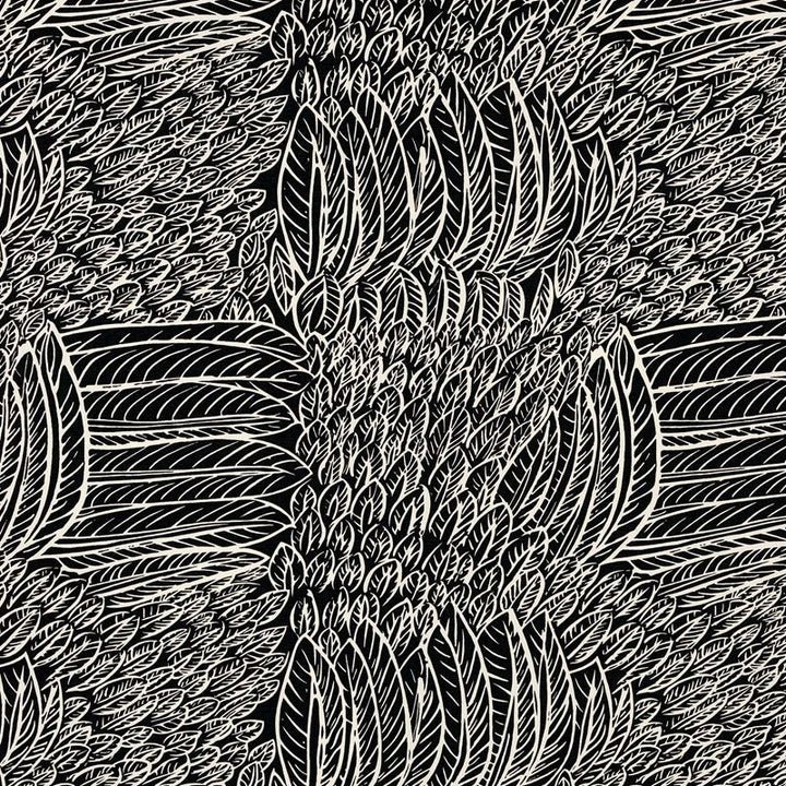 Featherfest Black 176234 by Schumacher Designer Fabric Good-Vibrations 55% Linen, 45% Cotton Wyzenbeek 15,000 Horizontal: 26.75 and Vertical: 24.75 53 - Swanky Fabrics -