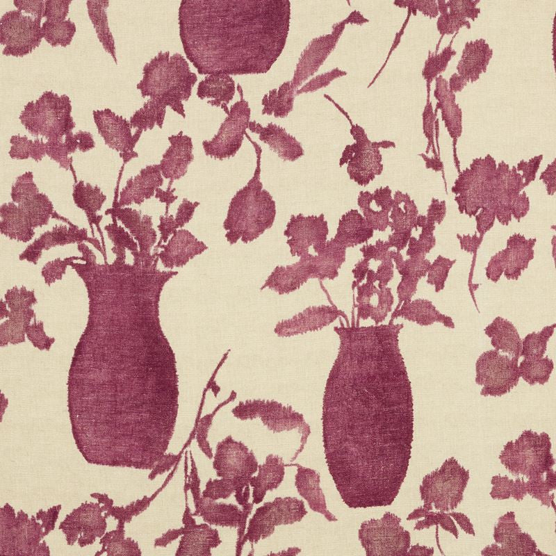 Hugo Floral Fuchsia 176240 by Schumacher Designer Fabric Good-Vibrations 58% Jute, 42% Linen Martindale 10,000 Horizontal: 27 and Vertical: 38 54.5 - Swanky Fabrics -