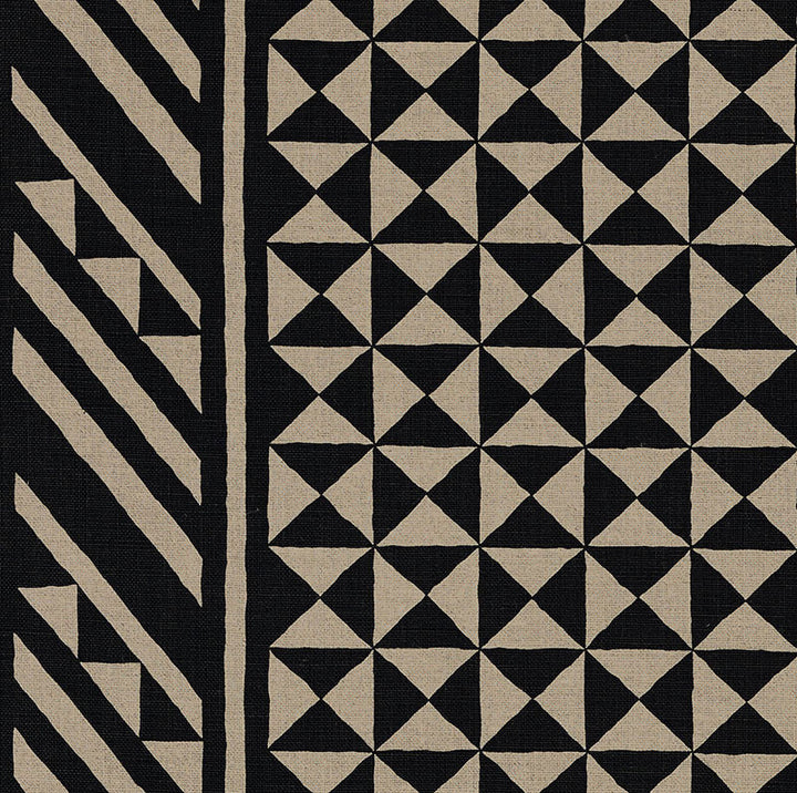 Nuba Black On Natural 176300 by Schumacher Designer Fabric Tribal Chic LINEN 100% UNITED STATES OF AMERICA </p><p>Repeat: Horizontal: 54" (137CM) and Vertical: 32" (81CM) 54 - Swanky Fabrics -
