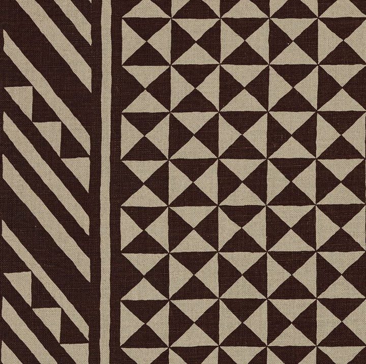Nuba Brown On Natural 176301 by Schumacher Designer Fabric Tribal-Chic 100% Linen - Horizontal: 54 and Vertical: 32 54 - Swanky Fabrics -