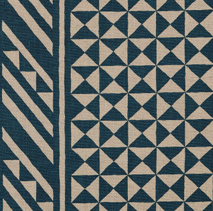 Nuba Indigo On Natural 176302 by Schumacher Designer Fabric