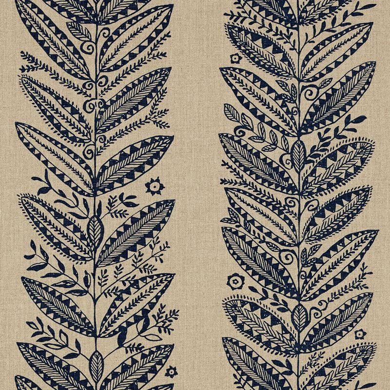 Eland Indigo 176310 by Schumacher Designer Fabric Tribal-Chic 100% Linen - Horizontal: 27 and Vertical: 25 54 - Swanky Fabrics -
