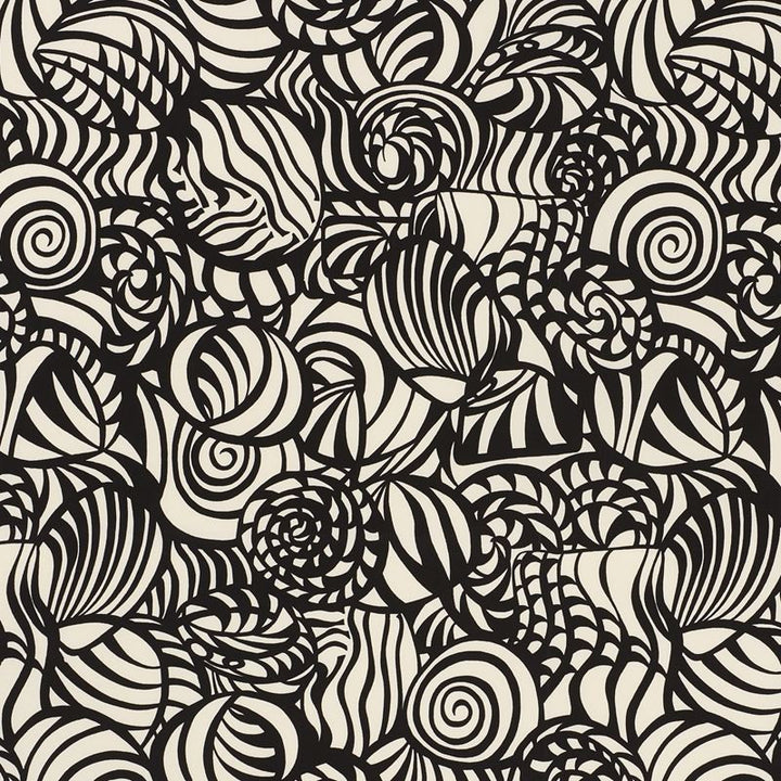 Seashells Black 176681 by Schumacher Designer Fabric Indooroutdoor-Prints-Wovens 100% Acrylic - Horizontal: 26.75 and Vertical: 38 54 - Swanky Fabrics -