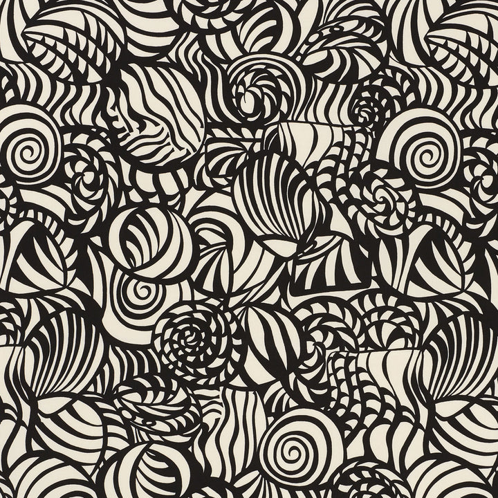 Seashells Black 176681 by Schumacher Designer Fabric ESSENTIALS: INDOOR/OUTDOOR PRINTS & WOVENS ACRYLIC PLAIN WEAVE 100% UNITED STATES OF AMERICA </p><p>Repeat: Horizontal: 26 3/4" (68CM) and Vertical: 38" (97CM) 54 - Swanky Fabrics -