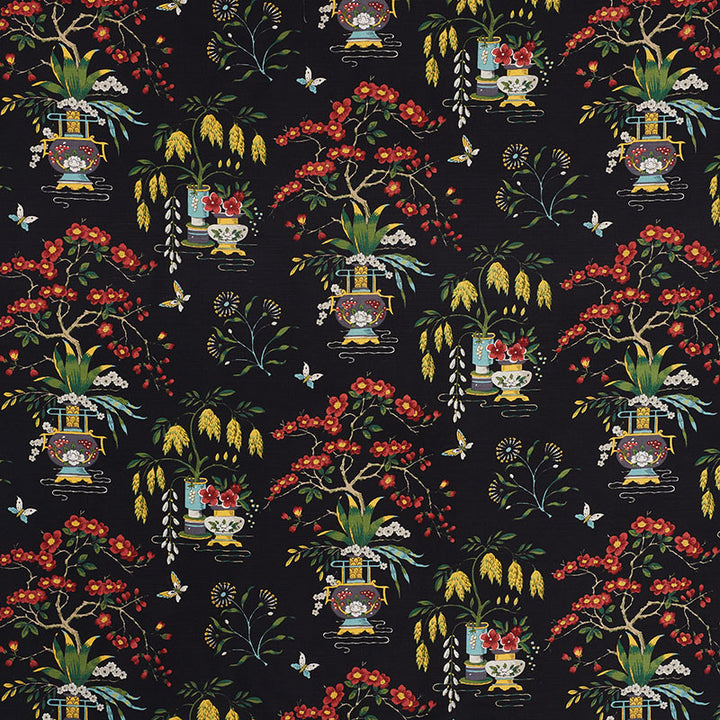 Ming Vase Black 176730 by Schumacher Designer Fabric Schumacher-Classics 61% Linen, 39% Cotton - Horizontal: 18 and Vertical: 19 54 - Swanky Fabrics -