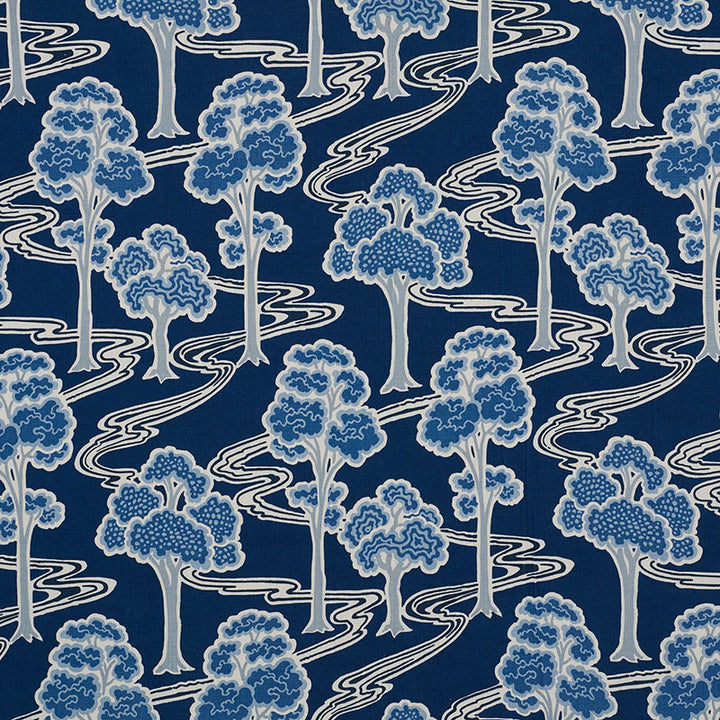 Tree River Blue 176741 by Schumacher Designer Fabric SCHUMACHER CLASSICS II LINEN 100% UNITED KINGDOM </p><p>Repeat: Horizontal: 13 1/2" (34CM) and Vertical: 29" (74CM) 54 - Swanky Fabrics -