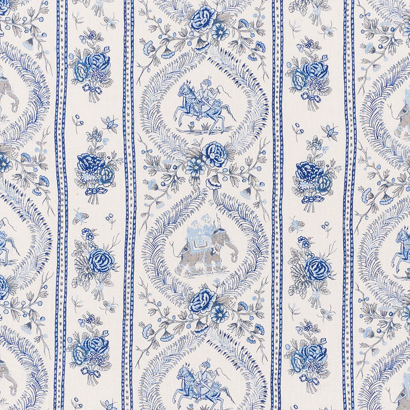 Kandula Blues 176801 by Schumacher Designer Fabric SCHUMACHER CLASSICS II LINEN 100% THAILAND </p><p>Repeat: Horizontal: 18" (46CM) and Vertical: 12" (30CM) 54.75 - Swanky Fabrics -