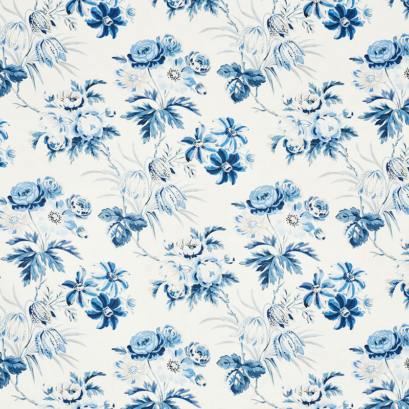 Cecil Chintz Delft 176812 by Schumacher Designer Fabric VOGUE LIVING See Sample FRANCE MEDIUM DUTY </p><p>Repeat: Horizontal: 16 1/4" (41CM) and Vertical: 20 1/4" (51CM) 53 1/2" (136CM) - Swanky Fabrics -