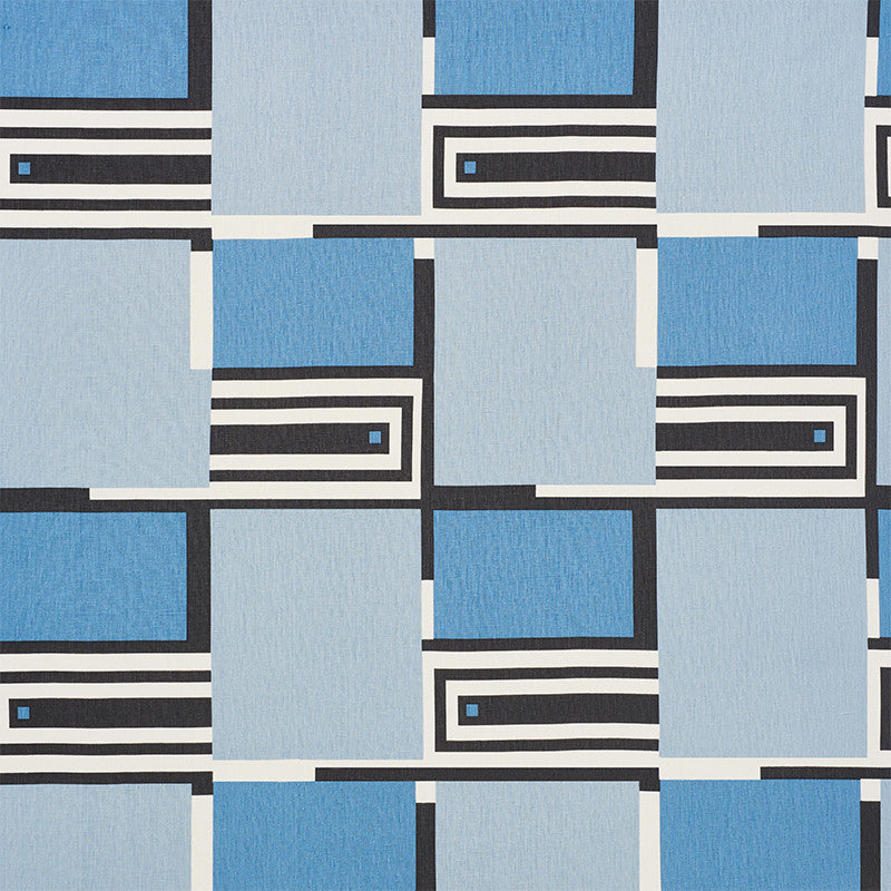 Design 101 Blues 176862 by Schumacher Designer Fabric Applied-Architecture 100% Linen Wyzenbeek 15,000 Horizontal: 24.25 and Vertical: 30 53.5 - Swanky Fabrics -
