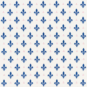 Fleur De Lis Bleu & Rouge 176961 by Schumacher Designer Fabric