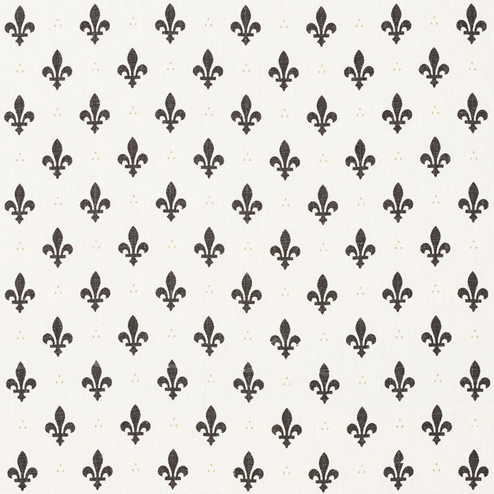 Fleur De Lis Charcoal 176962 by Schumacher Designer Fabric French-Revolution 100% Linen Wyzenbeek 15,000 Horizontal: 2 and Vertical: 2.5 54 - Swanky Fabrics -