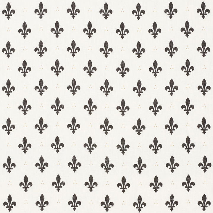 Fleur De Lis Charcoal 176962 by Schumacher Designer Fabric FRENCH REVOLUTION LINEN 100% BELGIUM WYZENBEEK 15,000 </p><p>Repeat: Horizontal: 2" (5CM) and Vertical: 2 1/2" (6CM) 54 - Swanky Fabrics -