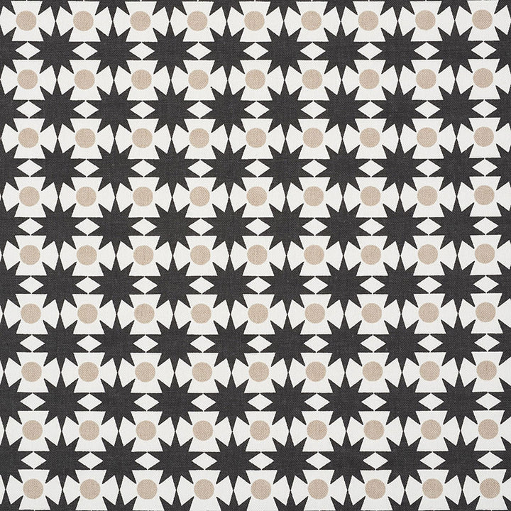 Cosmos Black & Sand 177063 by Schumacher Designer Fabric PRINTS BY STUDIO BON See Sample TURKEY HEAVY </p><p>Repeat: Horizontal: 1" (3CM) and Vertical: 1 1/4" (3CM) 54" (137CM) - Swanky Fabrics -