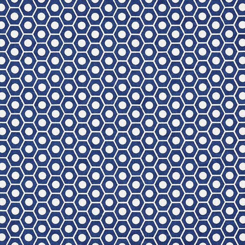 Queen B Navy 177070 by Schumacher Designer Fabric Prints-By-Studio-Bon 100% Cotton - Horizontal: 1.25 and Vertical: 3/4- 54 - Swanky Fabrics -