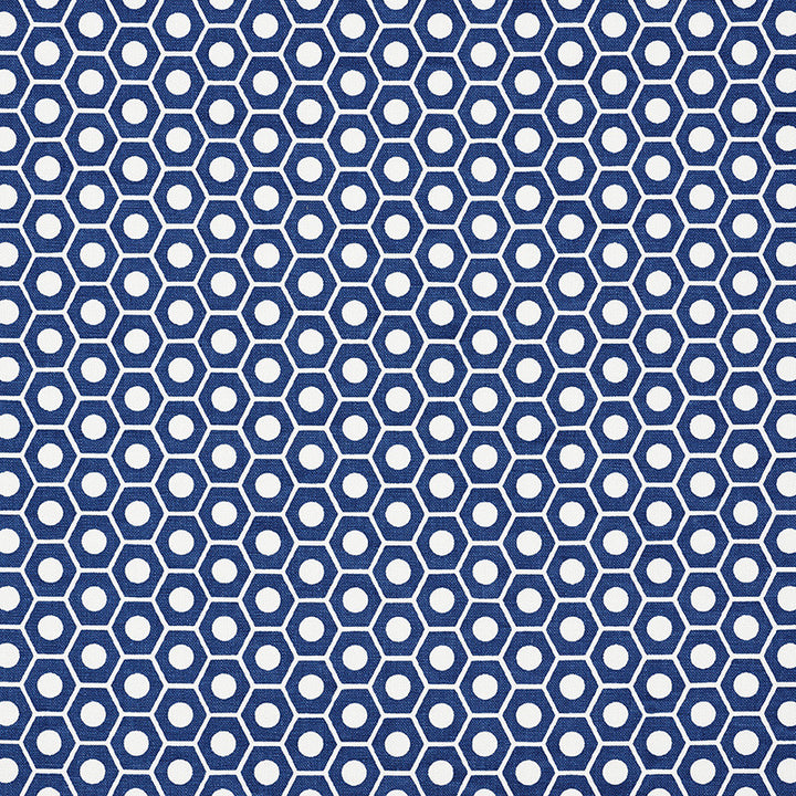 Queen B Navy 177070 by Schumacher Designer Fabric Prints-By-Studio-Bon 100% Cotton - Horizontal: 1.25 and Vertical: 3/4- 54 - Swanky Fabrics -