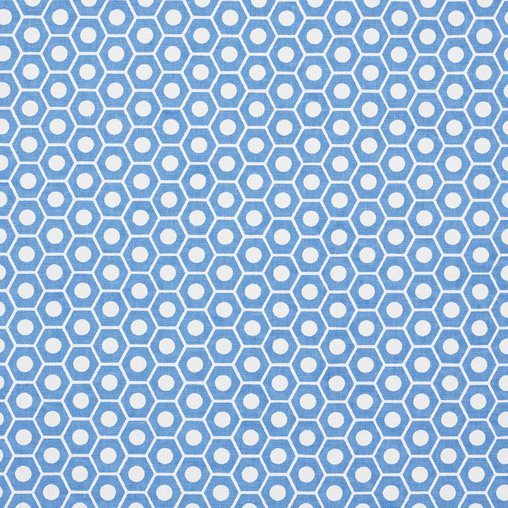 Queen B French Blue 177076 by Schumacher Designer Fabric Prints-By-Studio-Bon 100% Cotton - Horizontal: 1.25 and Vertical: 3/4- 54 - Swanky Fabrics -