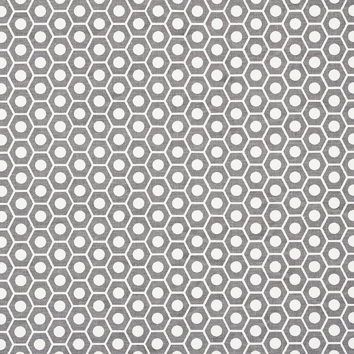 Queen B Grey 177077 by Schumacher Designer Fabric Prints-By-Studio-Bon 100% Cotton - Horizontal: 1.25 and Vertical: 3/4- 54 - Swanky Fabrics -