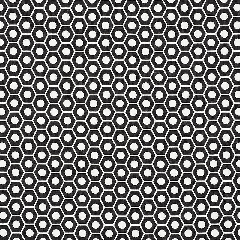 Queen B Black 177078 by Schumacher Designer Fabric PRINTS BY STUDIO BON COTTON DUCK 100% TURKEY </p><p>Repeat: Horizontal: 1 1/4" (3CM) and Vertical: 3/4" (2CM) 54 - Swanky Fabrics -